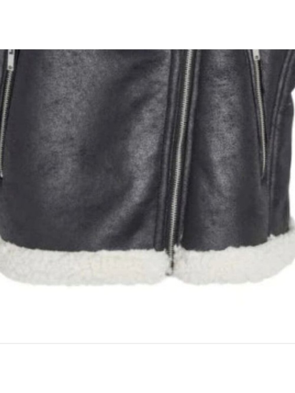 Noisy May Faux Leather Shearling Moto Vest Large New Women's Layering Outdoor - Picture 12 of 12